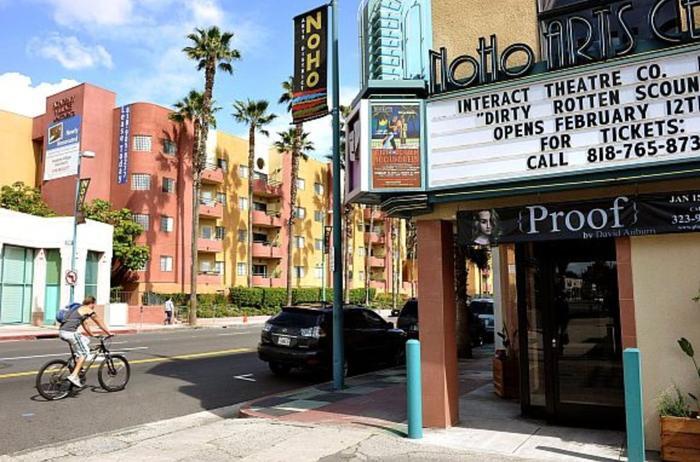 NoHo Arts District street scene in the San Fernando Valley, Los Angeles